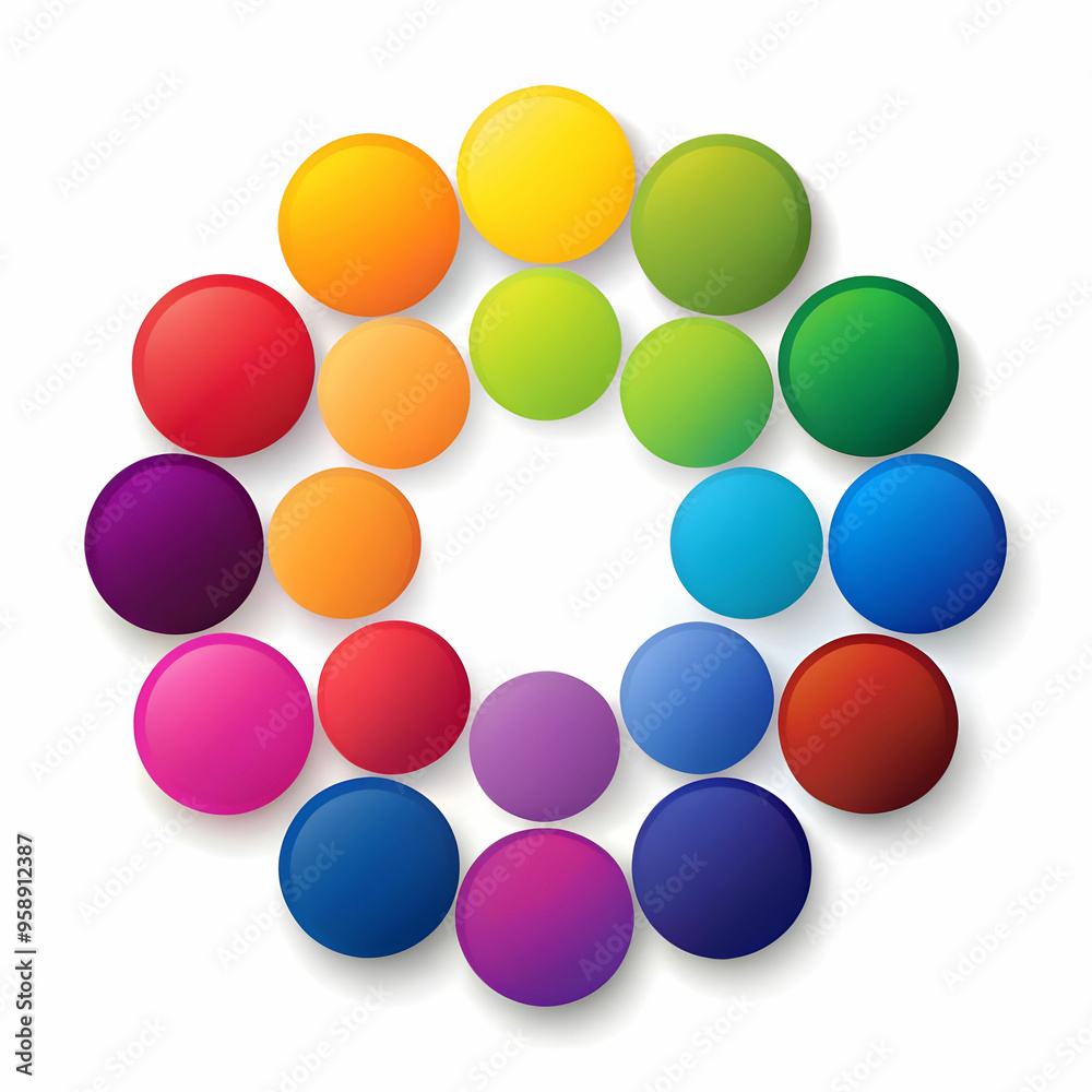 a group of circles with different colors with whit background a group of circles with different colors with whit background
