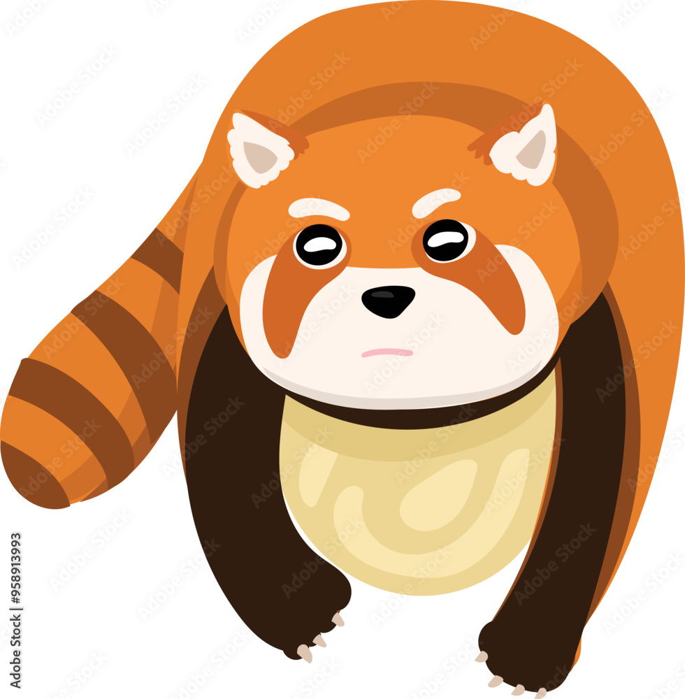 Fototapeta premium Cartoon red panda illustration on transparent background. 
