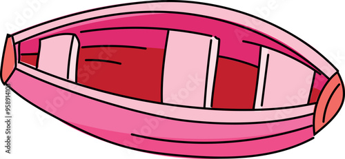 Cartoon ship illustration on transparent background.
