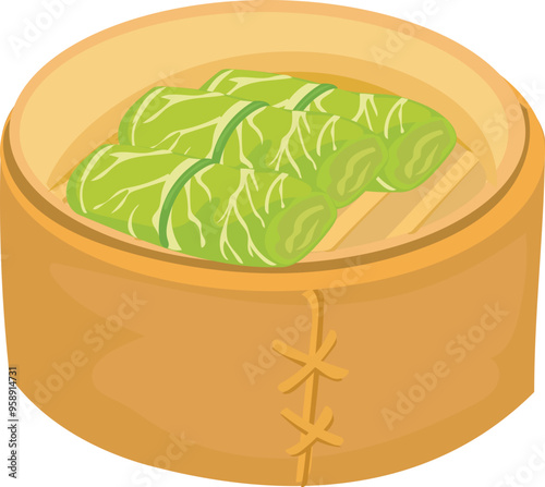 Chinese dimsum illustration on transparent background.
