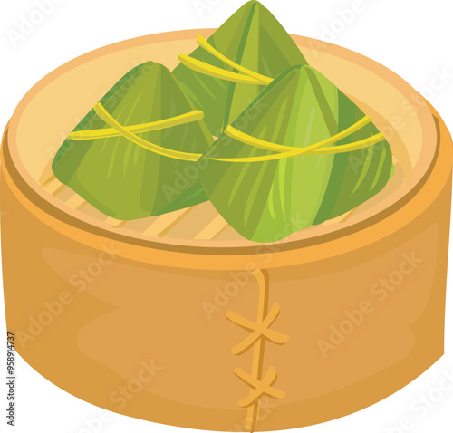 Chinese dimsum illustration on transparent background.
