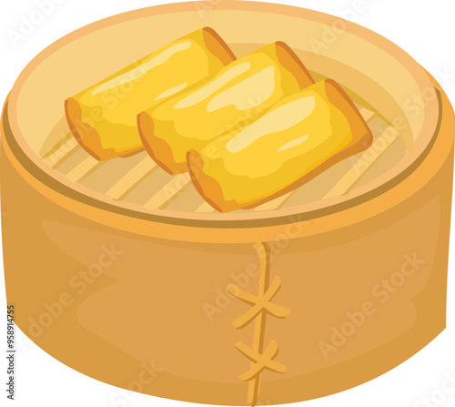 Chinese dimsum illustration on transparent background.
