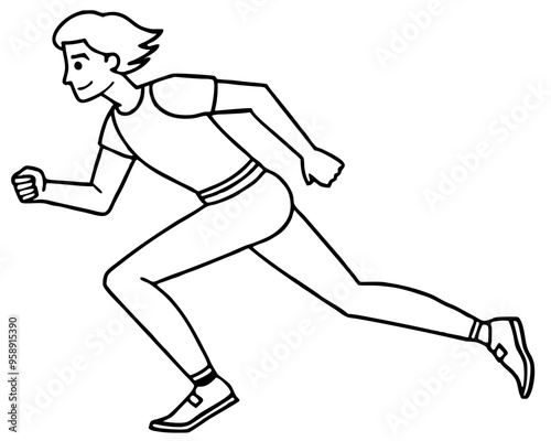 human running icon line art vector illustration