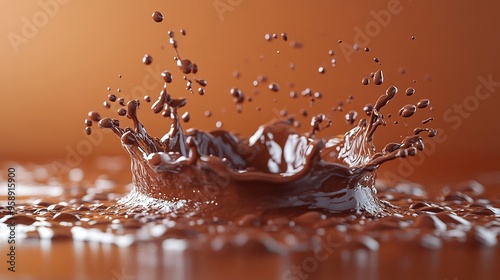 liqui chocolate splash cacao drink or coffee splashing cooking ingredient roun shape with the hole in the middle abstract brown liqui clip art isolate on brown background photo