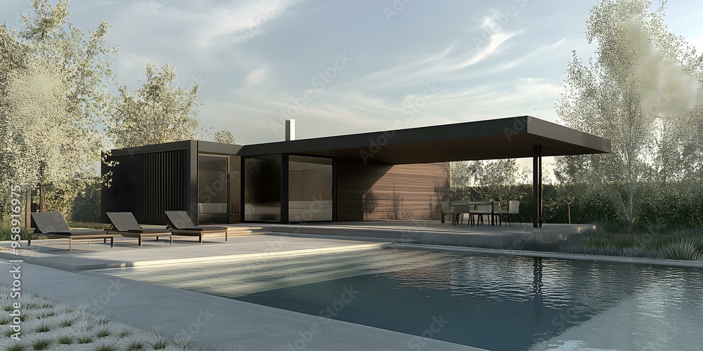 Modern House with Swimming Pool and Outdoor Patio Modern House with Swimming Pool and Outdoor Patio