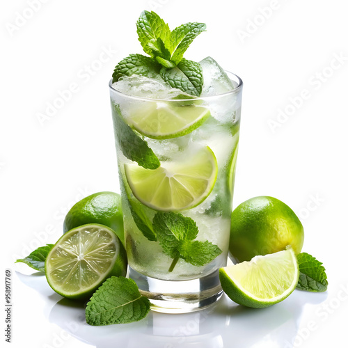 classic cooling mojito with white background