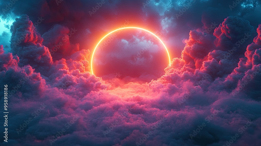 neon magical clou illuminate with colorful neon light fantasy sky design element neon magical clou illuminate with colorful neon light fantasy sky design element