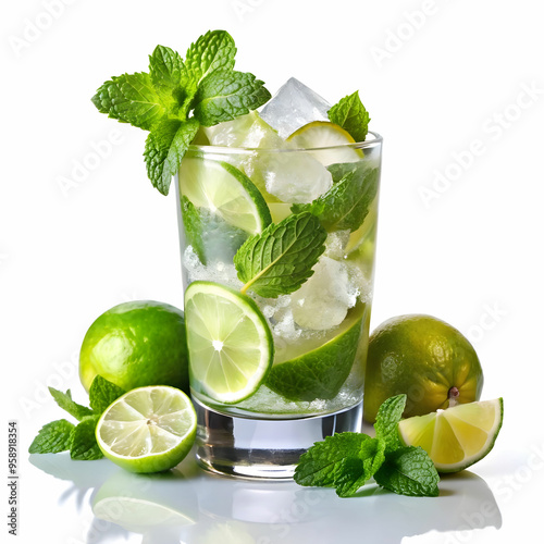 classic cooling mojito with white background