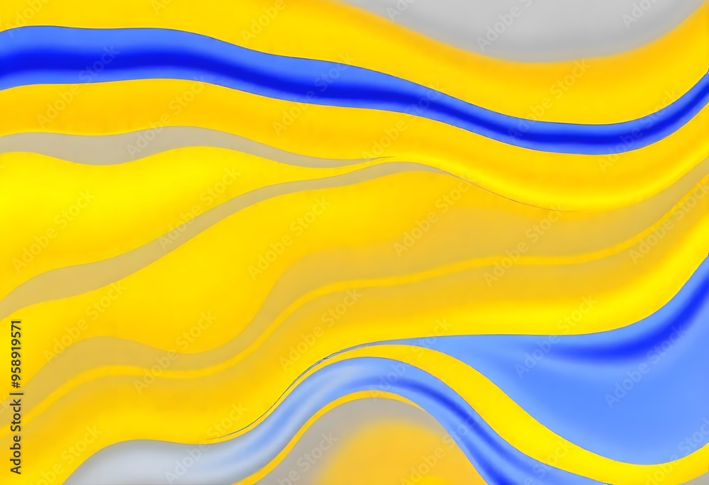 Abstract blue and yellow wavy shapes on a bright yellow background Abstract blue and yellow wavy shapes on a bright yellow background