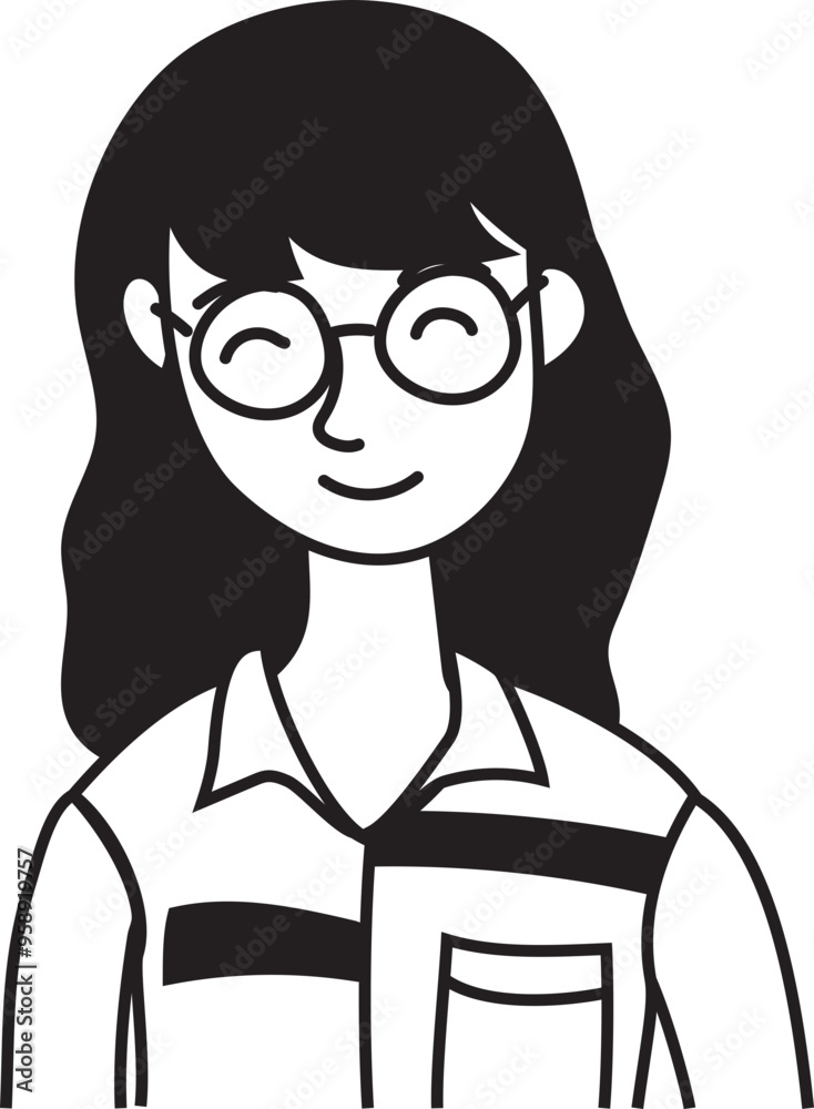 Cartoon woman doodle illustration on transparent background.
Cartoon woman doodle illustration on transparent background.