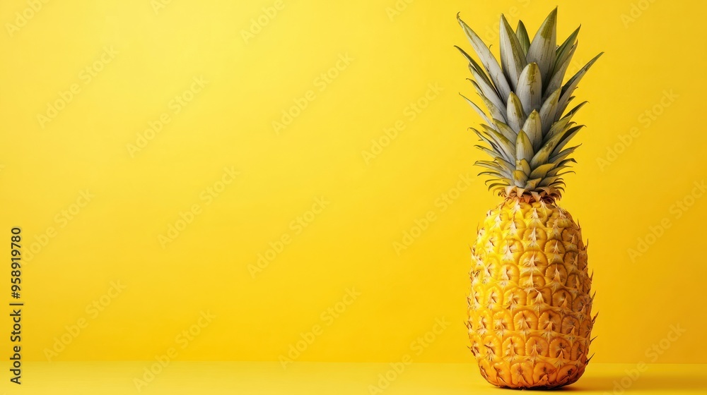 Pineapple on a Yellow Background Pineapple on a Yellow Background