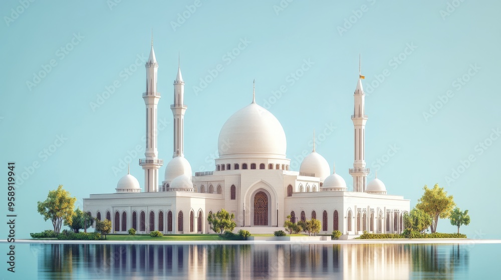 Fototapeta premium Majestic Mosque Reflected on Water
