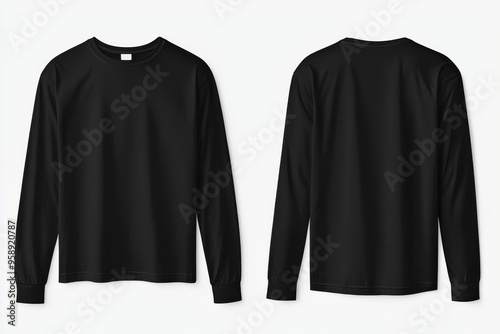 Obraz na płótnie Black long sleeve tshirt mockup isolated created with Generative AI w salonie