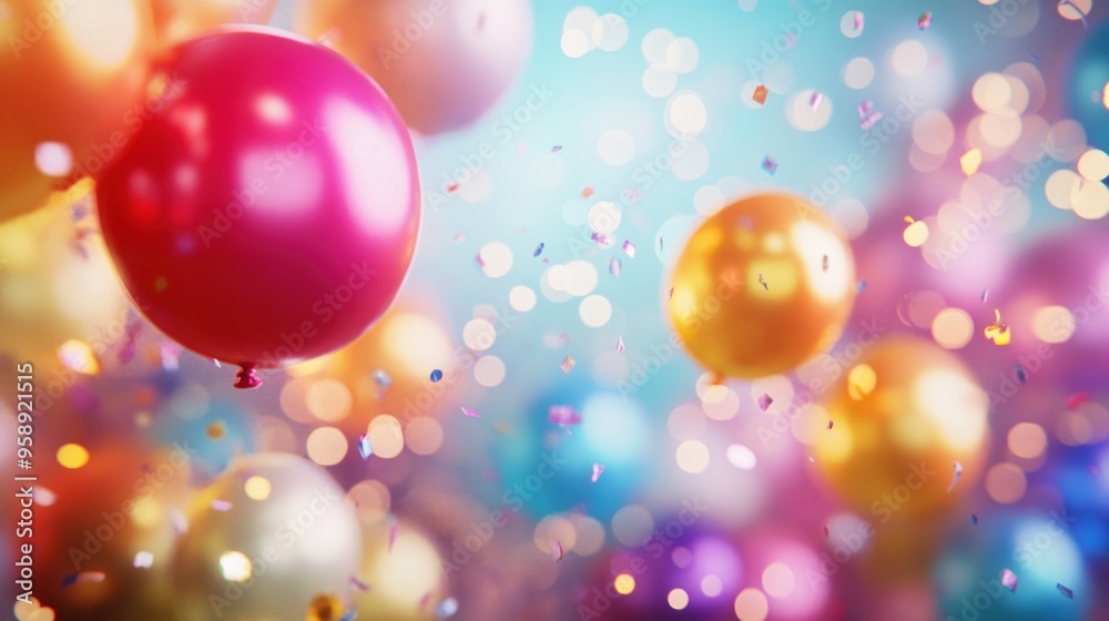Colorful Balloons and Confetti Celebration Colorful Balloons and Confetti Celebration