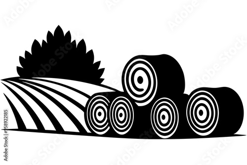 Baled hay silhouette symbol. vector illustration