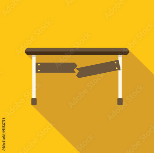 Wooden board is breaking, symbolizing instability and fragility in a minimalist and conceptual illustration