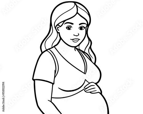 women pregnancy line art illustration