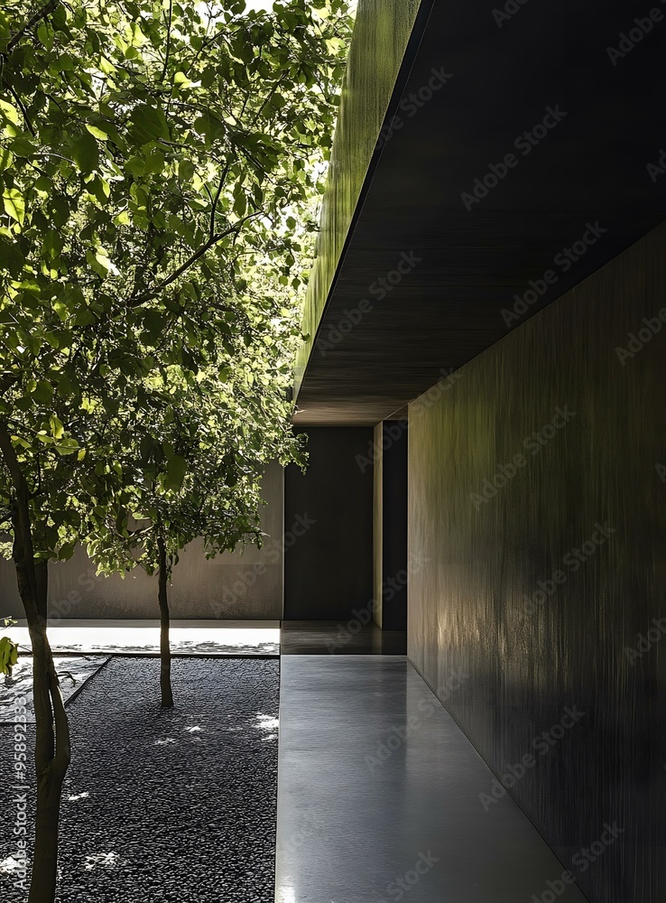 Minimalist Concrete Patio with Greenery