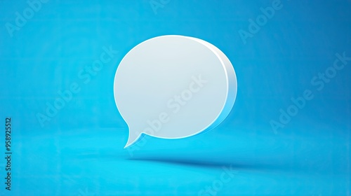 Clean 3D white speech bubble with a blue backdrop, symbolizing online chat, messaging, or customer support in a digital environment.