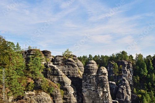 Bastei Felsformation mit Aussichtsplattform in der Sächsischen Schweiz photo