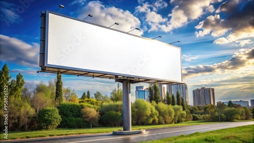 Wallpaper Mural High-resolution stock photo of a large blank billboard in an urban setting, with a clear sky as the backdrop Torontodigital.ca