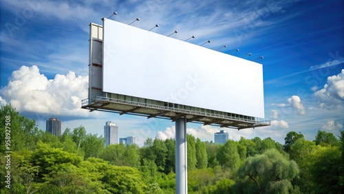 Wallpaper Mural High-resolution stock photo of a large blank billboard in an urban setting, with a clear sky as the backdrop Torontodigital.ca