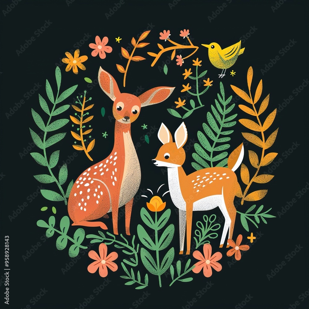 logo with animals, greenery, beautiful colors, generative ai logo with animals, greenery, beautiful colors, generative ai
