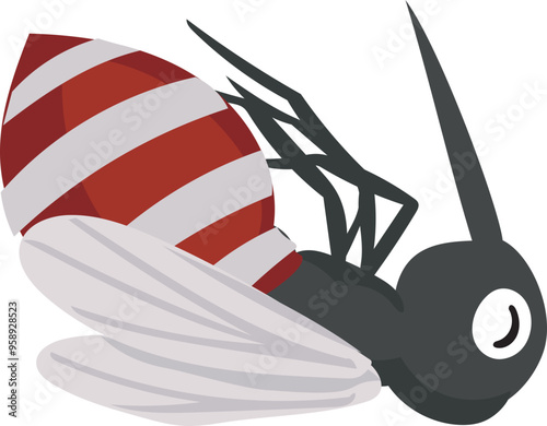 Cartoon dead mosquito illustration on transparent background.
