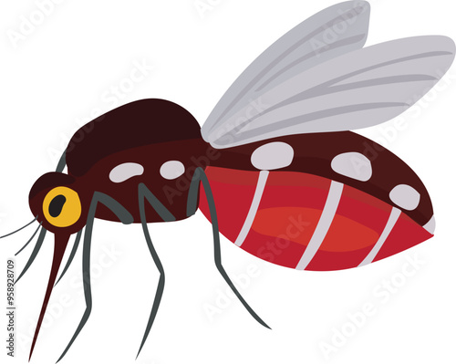 Cartoon mosquito illustration on transparent background.
