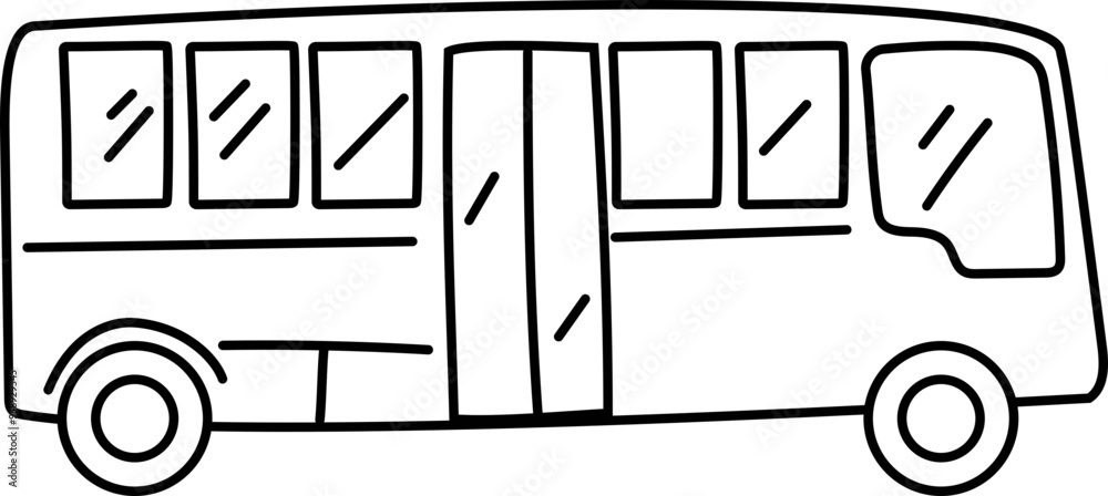 Cartoon bus doodle illustration on transparent background.
Cartoon bus doodle illustration on transparent background.