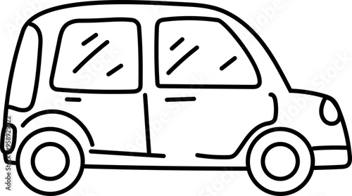 Cartoon car doodle illustration on transparent background.
