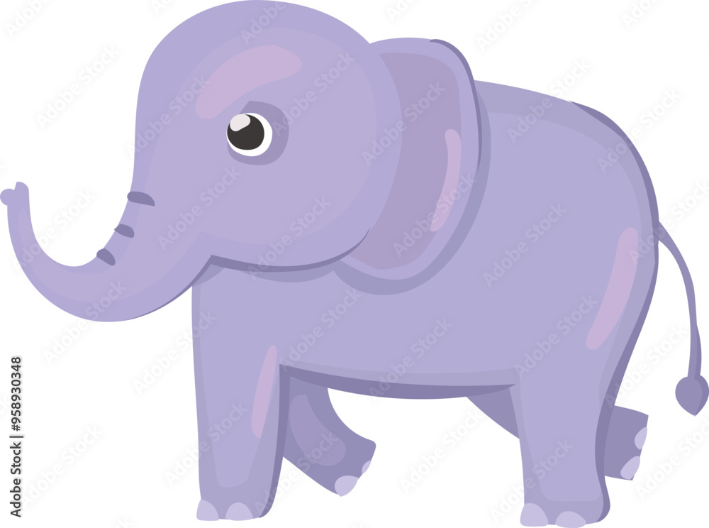 Fototapeta premium Cartoon elephant illustration on transparent background. 