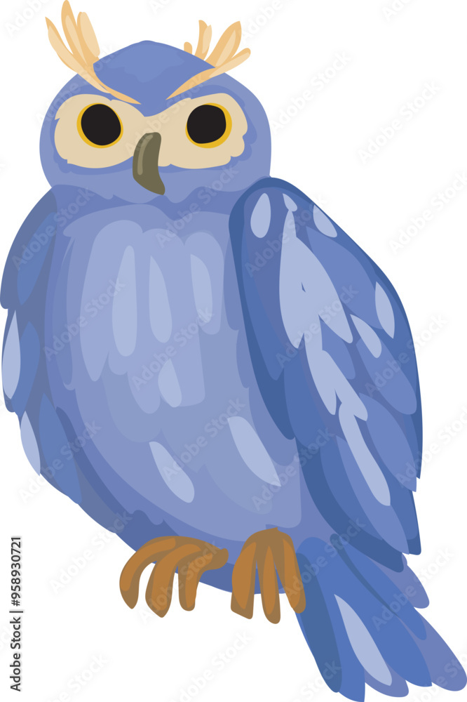 Obraz premium Cartoon owl illustration on transparent background. 