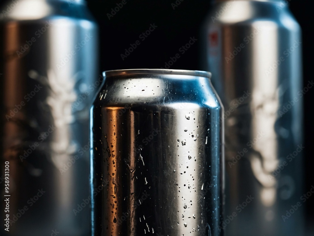 A blank aluminum beer can mockup, ideal for designing product labels with space for text. A blank aluminum beer can mockup, ideal for designing product labels with space for text.