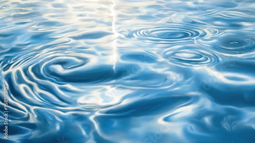 Serene Blue Water with Glistening Reflections of Light and Sky - Abstract Nature Background