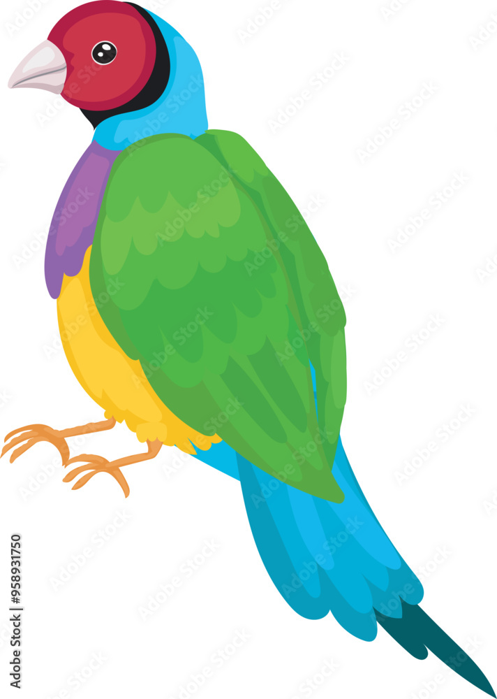 Fototapeta premium Cartoon parrot illustration on transparent background. 