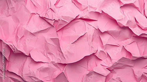 Wallpaper Mural D render of abstract pink crumpled paper layers, creating a textured and fashionable backdrop, ideal for modern design projects. Torontodigital.ca