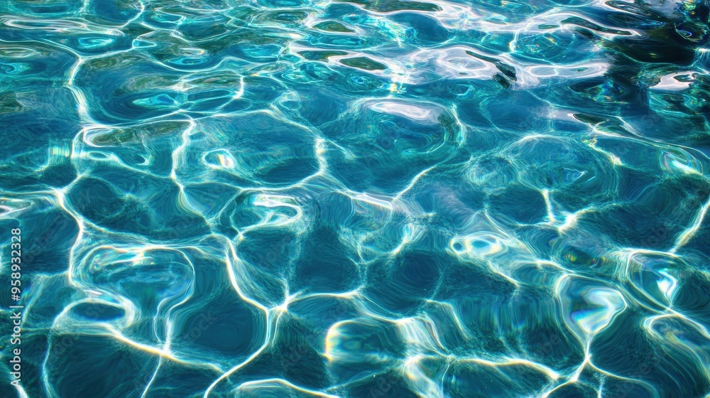 Serene Summer Vibes: Close-Up of Rippled Blue Water with Clear Reflections and Textured Surface Serene Summer Vibes: Close-Up of Rippled Blue Water with Clear Reflections and Textured Surface