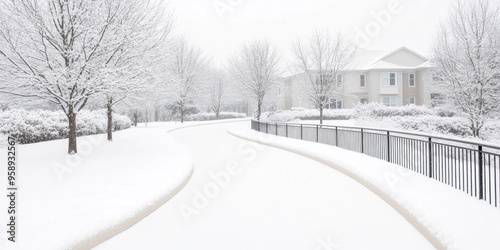 A wintry mixture of light snow and rain, softly coating the lawns and trees in white, and dusting the opulent homes lining a suburban street.