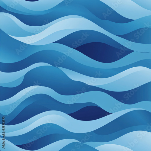  A minimalist pattern of blue waves with gradient fills. 