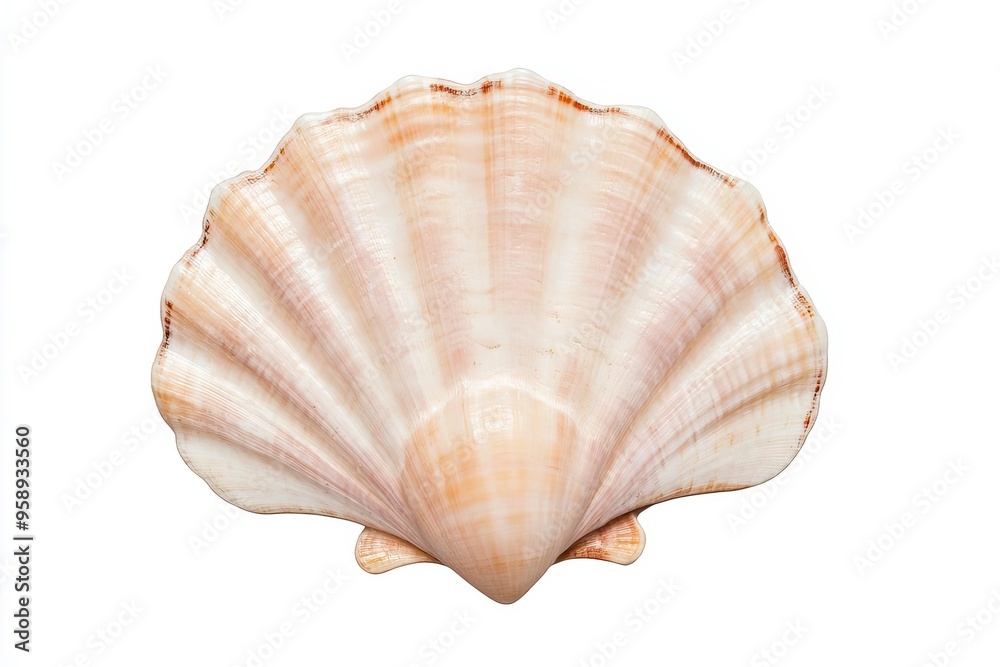 A detailed image of a scallop shell, showcasing its smooth texture and natural color variations, perfect for ocean-themed designs. A detailed image of a scallop shell, showcasing its smooth texture and natural color variations, perfect for ocean-themed designs.