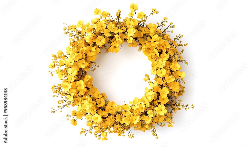 Yellow Flower Wreath on White Background Yellow Flower Wreath on White Background
