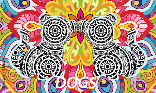 Amazing Dogs Coloring BookDog animal coloring book cover design. Colorful book for kids , animaltion and cartoon vector art design, coloring book and page,dog lovers..eps photo