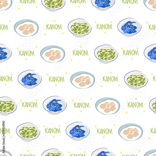 Kanom thai seamless pattern background.

