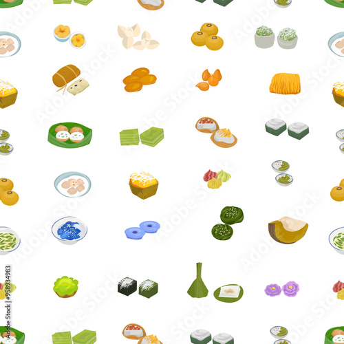 Thai dessert seamless pattern background.
