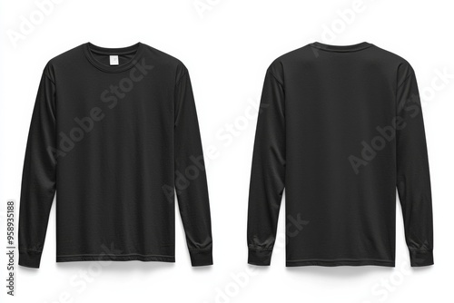 Black long sleeve tshirt mockup isolated created with Generative AI