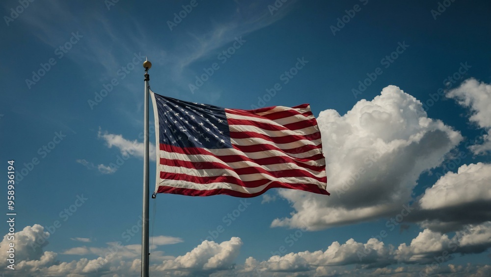 A flag representing the hard-won freedom and rights of a nation. A flag representing the hard-won freedom and rights of a nation.