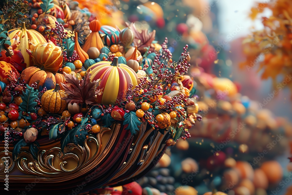 A vibrant arrangement of colorful pumpkins and berries, perfect for autumn decorations and harvest celebrations. A vibrant arrangement of colorful pumpkins and berries, perfect for autumn decorations and harvest celebrations.