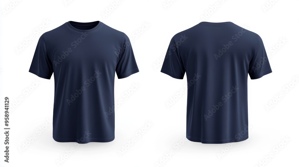 This navy blue tshirt mockup shows detailed front and back views, ideal for casual design projects and retail presentations, serving as a great visual option for promoting apparel designs This navy blue tshirt mockup shows detailed front and back views, ideal for casual design projects and retail presentations, serving as a great visual option for promoting apparel designs