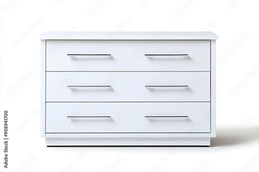 Modern white dresser with three spacious drawers, perfect for organizing clothes and enhancing interior decor. Modern white dresser with three spacious drawers, perfect for organizing clothes and enhancing interior decor.